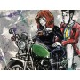 Quadro Juta Lupin e Fujiko sulla moto -realizzato a mano