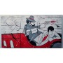 QUADRO LUPIN III CM 150X80 CON JIGEN IN FUGA SU AUTO D'EPOCA TESTATA LETTO POP ART MODERNO ARREDO