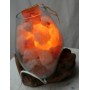 Lampada Di Sale In Vetro Soffiato Su Legno Naturale - Salgemma Himalaya Unica - Grande H30 Cm