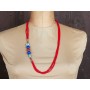 collana indiana etnica multifilo in pastadi corallo, lapis e corallo, collana etnica , bigiotteria indiana