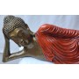 BUDDHA SDRAIATO IN RESINA VESTE COLOR ARANCIO REALIZZATO A MANO CM 58X15X17H