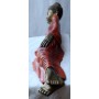 BUDDHA SDRAIATO IN RESINA VESTE COLOR ARANCIO REALIZZATO A MANO CM 58X15X17H