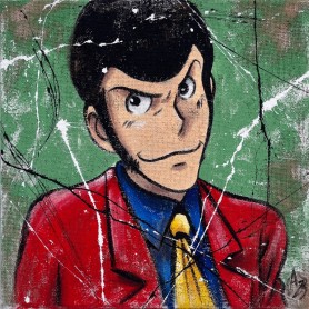 Quadro Juta l’Impertinente Lupin III Quadrato -realizzato a mano