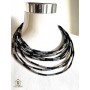 COLLANA WOAR TEK SETA NATURALE COLORE NERO & ARGENTO