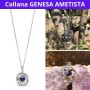 Collana con ciondolo genesa in acciaio inossidabile e pietra Ametista