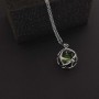 Collana con ciondolo genesa in acciaio inossidabile e pietra Giada Verde