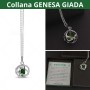 Collana con ciondolo genesa in acciaio inossidabile e pietra Giada Verde