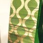 Obi giapponese in seta verde con decorazione stampata onde oro