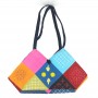 Borsa geometrica ricami patchwork vintage