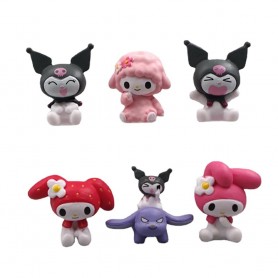Set 6 Figure Hello Kitty - constume di natale da  4cm/2.5cm  con  Hello Kitty, Cinnamoroll, My Melody, Kuromi