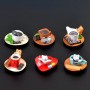 SET da 6 FIGURE Action figure Mignon - Gatto e Tazze da cioccolata - Gashapon (1.7x4.8cm)