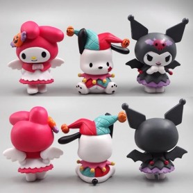 Set da 3 Figure Hello Kitty con costume da giullare - con My Melody, Kuromi, Pochacco