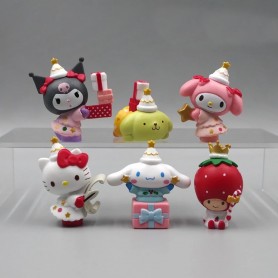 Set 6 Figure Hello Kitty - con costume di natale da 5cm con Hello Kitty, Cinnamoroll, My Melody, Kuromi