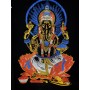 Dipinto artigianale di Ganesh in velluto fantasia rossa e blu