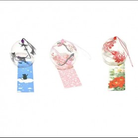Furin – Campane a vento per spiriti in stile Giapponese – Vari stili LLH con gatto nero, fiori sakura e fiori rossi
