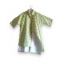 Qipao con pattern di ciliegie a fondo verde 3-7 anni