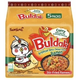 Buldak Curry Spaghetti istantanei Piccante Coreano 5porzionix140g