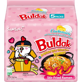 Buldak Carbonara Spaghetti istantanei Piccante Coreano 5porzionix130g