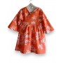 Hanfu con pattern a rose su sfondo arancione 3-7 anni