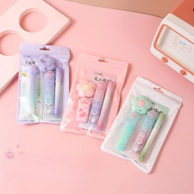 Set di cancelleria Kawaii con  gomma, taglierina, bianchetto a nastro, penna gel