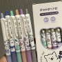 Set 6 Penne Biro Gel Nero con disegno Gatto Cat Simpatico - adatto a bambini e adulti