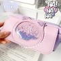 Astuccio porta penne - per Ragazze con forma gatto e brillantini in movimento e colori pastello  (21cm)