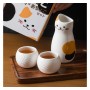 Set da Sake o Tè Giapponese con Gatto Maneki Neko - Ceramica bianca