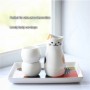 Set da Sake o Tè Giapponese con Gatto Maneki Neko - Ceramica bianca