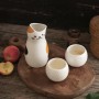 Set da Sake o Tè Giapponese con Gatto Maneki Neko - Ceramica bianca