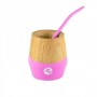 Calabash in legno con bombilla in acciaio rosa