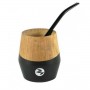 Calabash in legno con bombilla in acciaio nero