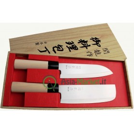 Set 2 coltelli giapponesi Santoku e Nakiri - Sekiryu