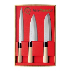 Set 3 coltelli giapponesi Sashimi, Santoku e Deba - Sekiryu