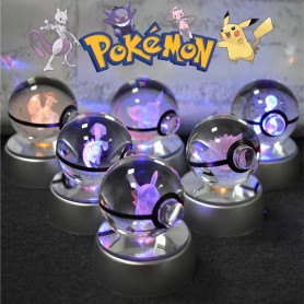 Sfera Pokémon 3D Soprammobile -  Crystal Ball  con diversi Pokémon e Luci