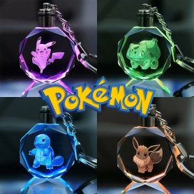 Portachiavi Luminoso 3D Pokémon cristallo con diverse figure e colori