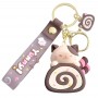 Portachiavi Cake Roll con Gatto molto Kawaii colore Rosa e Cioccolato