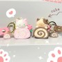 Portachiavi Cake Roll con Gatto molto Kawaii colore Rosa e Cioccolato