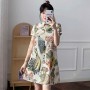 Vestiti donna  Cheongsam - stile Cinese e Giapponese  con varie decorazioni e maniche corte