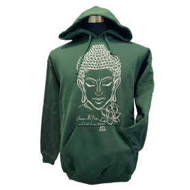 Felpa Buddha Lotus Forest Green stampa chiara - Unisex