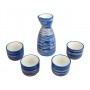 Set da Sake in ceramica per 4 persone - azzurro e blu