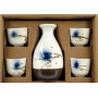 Set da Sake in ceramica per 4 persone - bianco e marrone