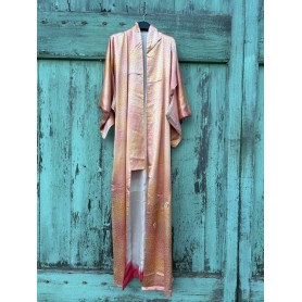 Kimono vintage originale Giapponese in seta rosa antico- Pezzo unico