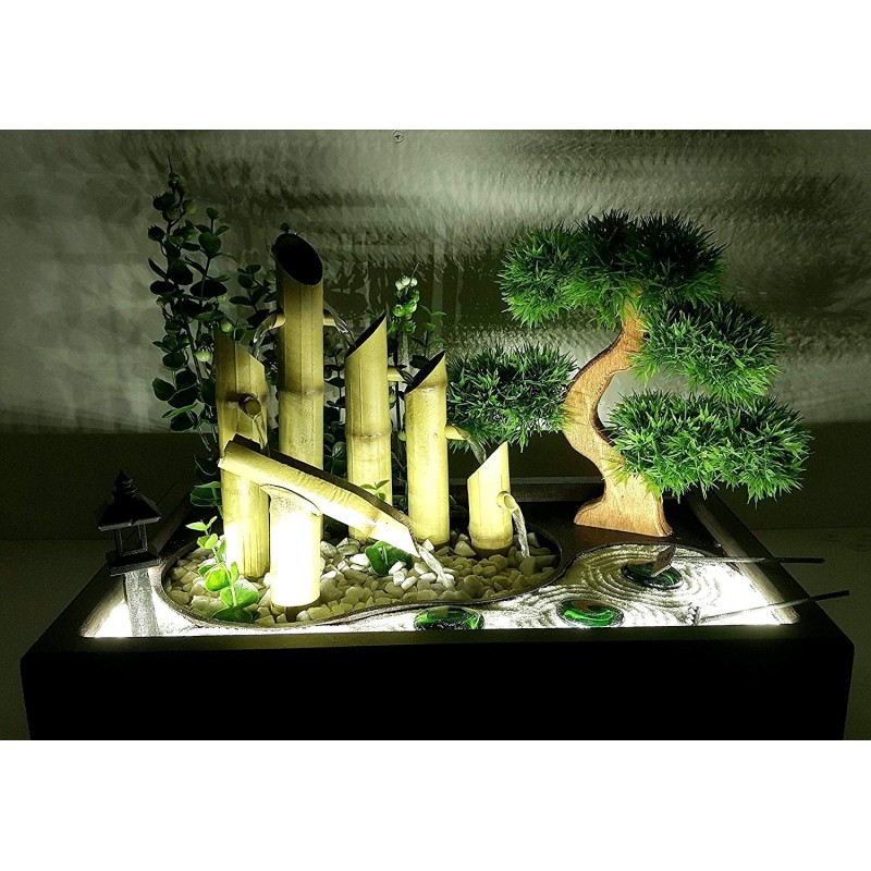 Acquista Fontana con giardino zen da interno 40x25cm, bonsai ed  illuminazione a led. Fatto a mano, Made in Italy, Personalizzabile. su  Oriente Shop