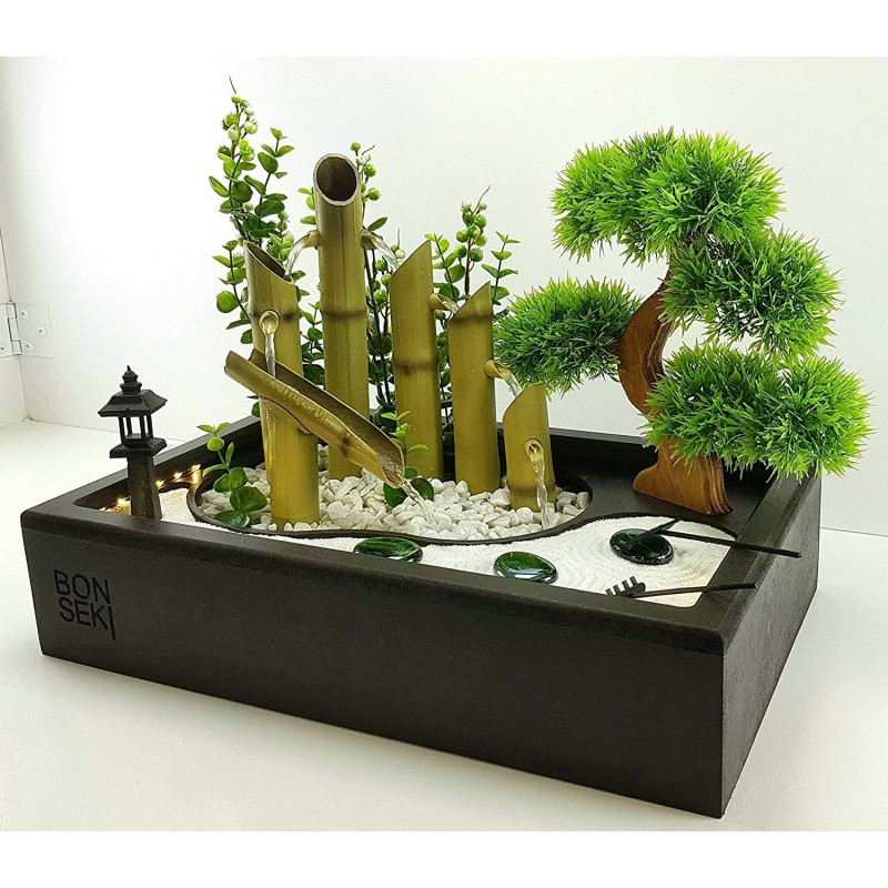 Acquista Fontana con giardino zen da interno 40x25cm, bonsai ed  illuminazione a led. Fatto a mano, Made in Italy, Personalizzabile. su  Oriente Shop