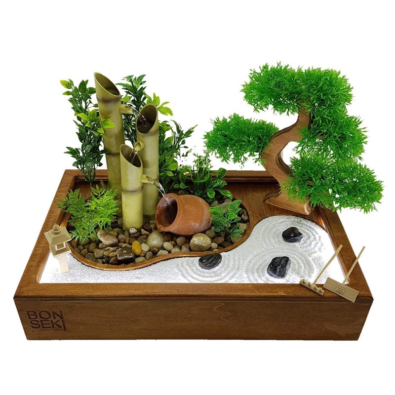 Acquista Fontana con giardino zen da interno 40x25cm, bonsai ed  illuminazione a led. Fatto a mano, Made in Italy, Personalizzabile. su  Oriente Shop