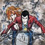 Quadro Juta Fujiko e Lupin Moto -realizzato a mano